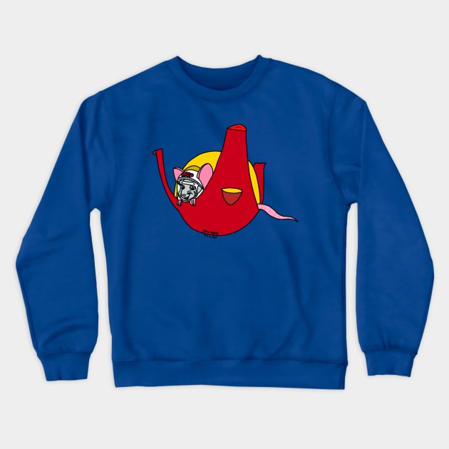 Sputnik Rat (Full Color Version) Crewneck Sweatshirt by Rad Rat Studios